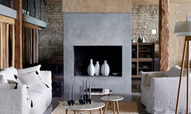 decoration-intérieur-beton-cheminée