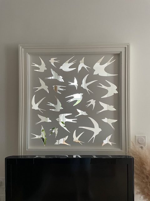 Panneau métal motif oiseaux